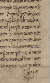 Section of letter with signature 
of Rav Yosef Karo; 
16th Century (CUL)